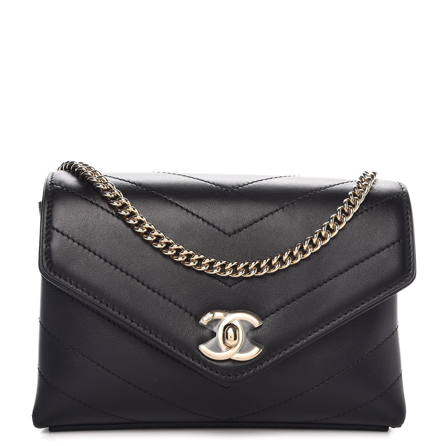 Chanel Calfskin Chevron Stitched Coco Waist Bag Black 1 of 7
