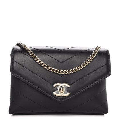 Chanel Calfskin Chevron Stitched Coco Waist Bag Black 1 of 7