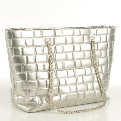 Chanel Vinyl Quilted Large Frozen Tote Silver 3 of 8