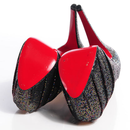 Christian Louboutin Glitter Spotlight Drapesse 160 Pumps 37.5 Blue Khol Black 6 of 9