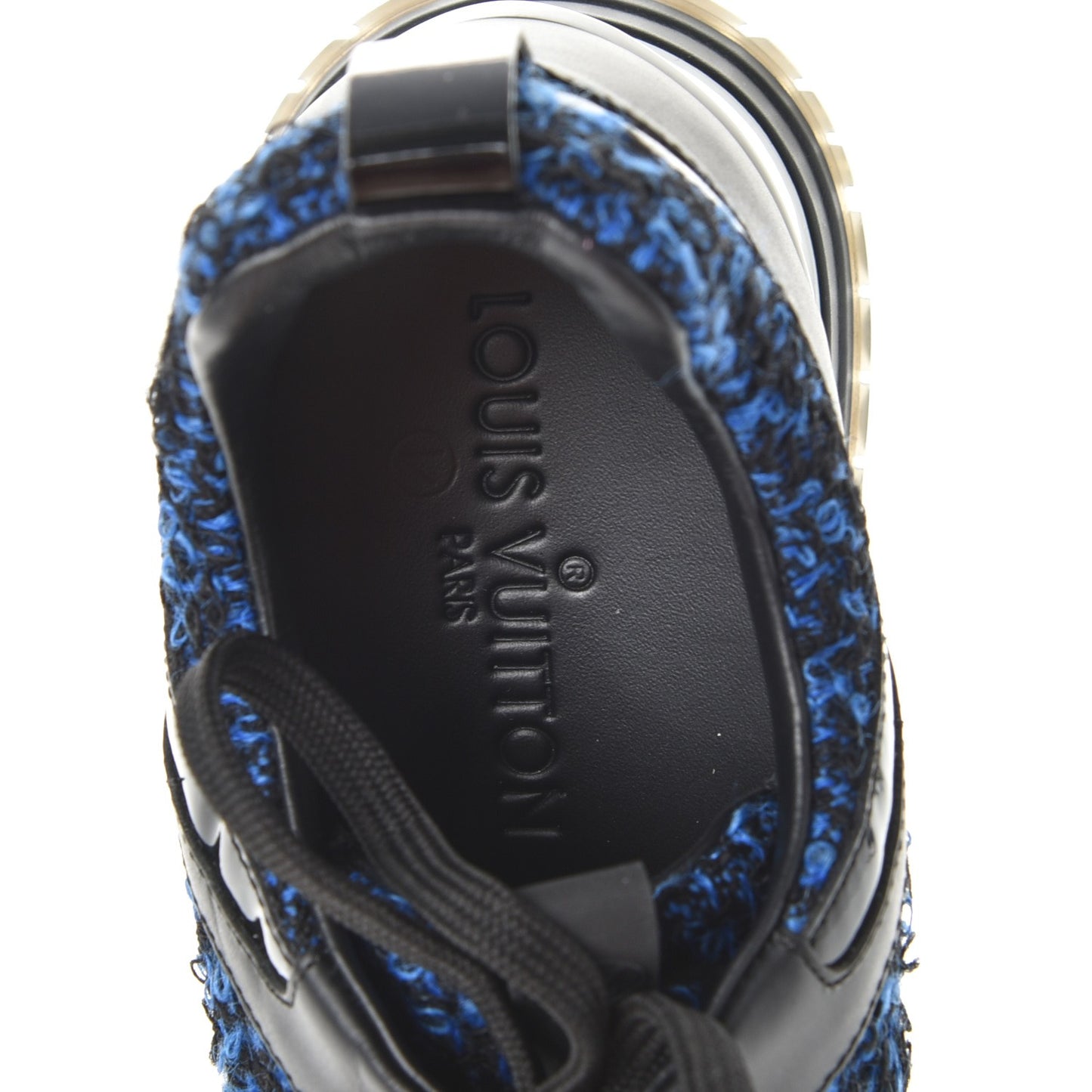 Calfskin Tweed Run Away Sneakers 37.5 Blue