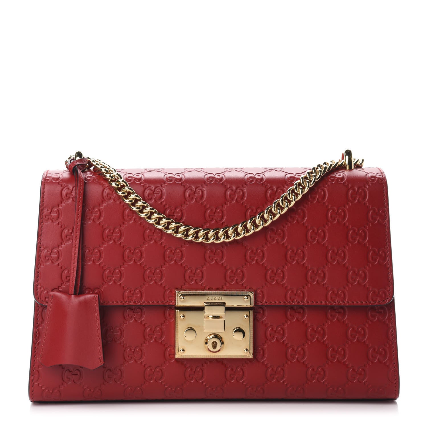 Gucci Guccissima Medium Padlock Shoulder Bag Hibiscus Red 1 of 11