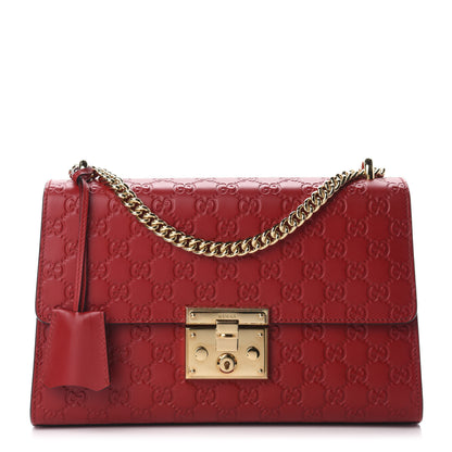 Gucci Guccissima Medium Padlock Shoulder Bag Hibiscus Red 1 of 11