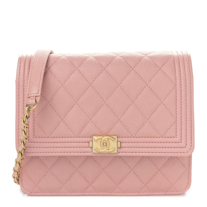 Chanel Caviar Quilted Boy Square Wallet on Chain WOC Pink 1 of 10