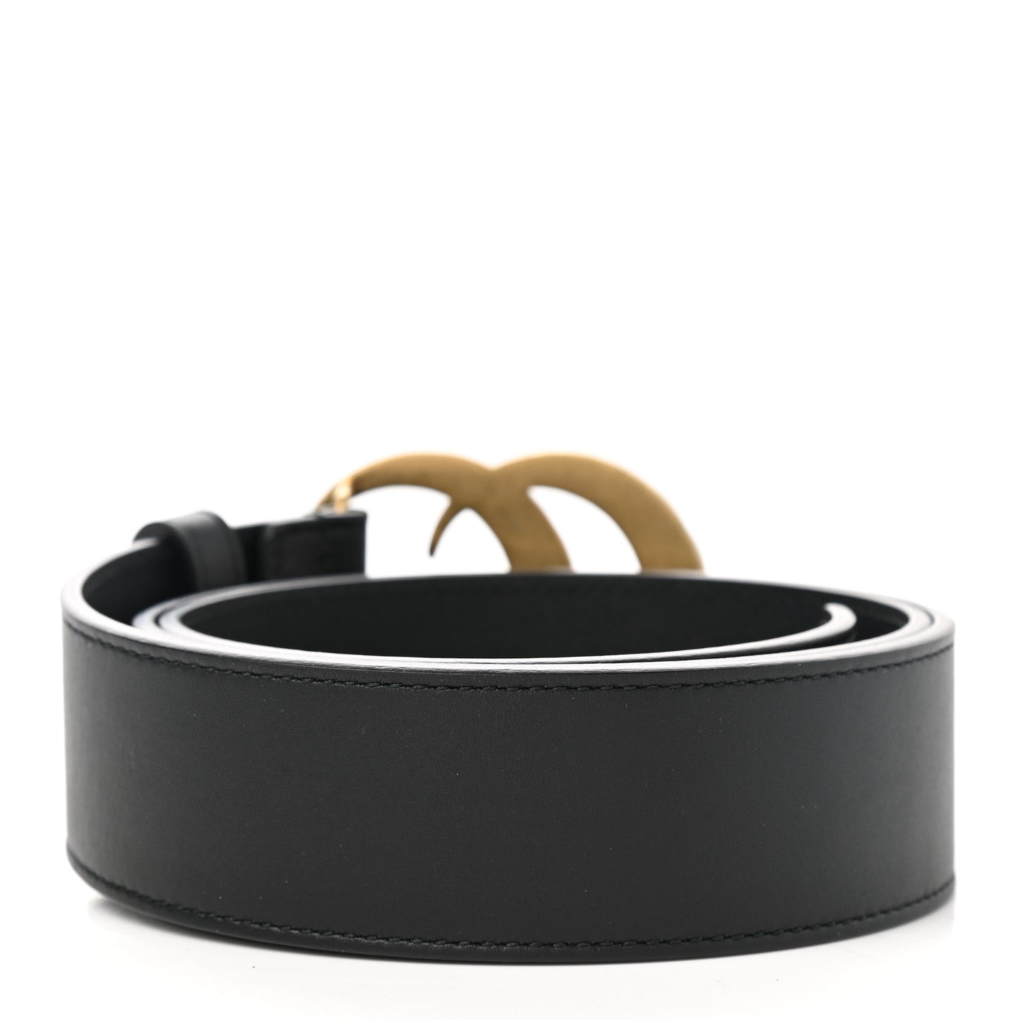 Moon Calfskin Pearl Double G 40mm Belt 90 36 Black Cream
