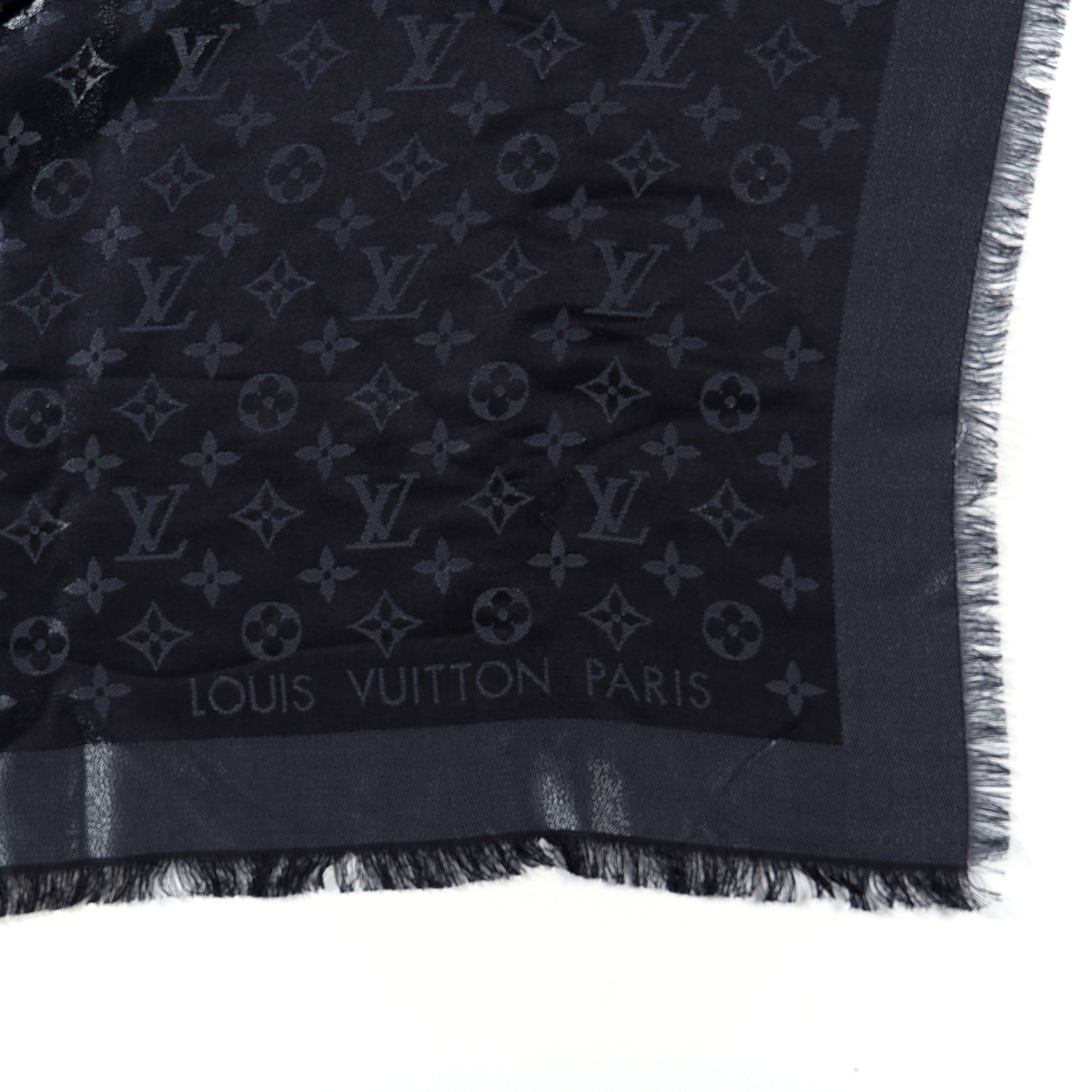 Silk Lurex Wool Monogram Shine Shawl Black