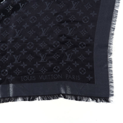Louis Vuitton Silk Lurex Wool Monogram Shine Shawl Black 2 of 3