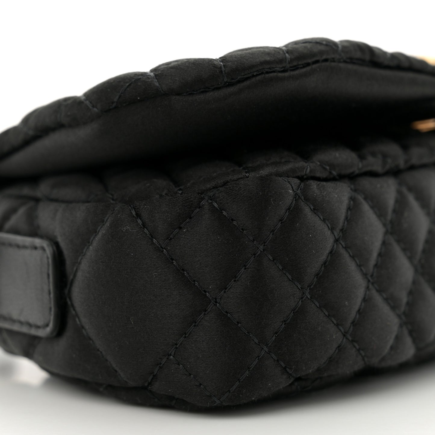 Satin Crystal Quilted Mini Greca Goddess Shoulder Bag Black