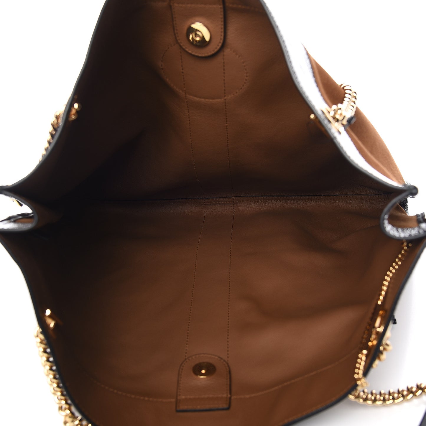 Suede Patent Large Rajah Chain Tote Nocciola Black