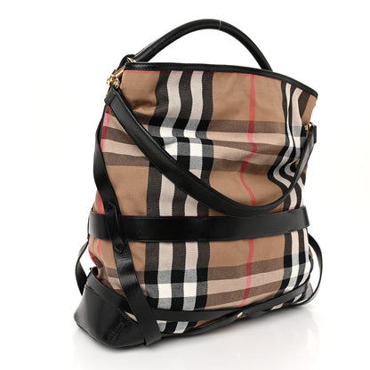 Burberry House Check Bridle Calfskin Medium Gosford Hobo Black 3 of 13