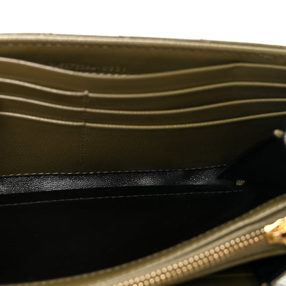 Saint Laurent Grain De Poudre Matelasse Chevron Monogram Flap Wallet Olive 5 of 7
