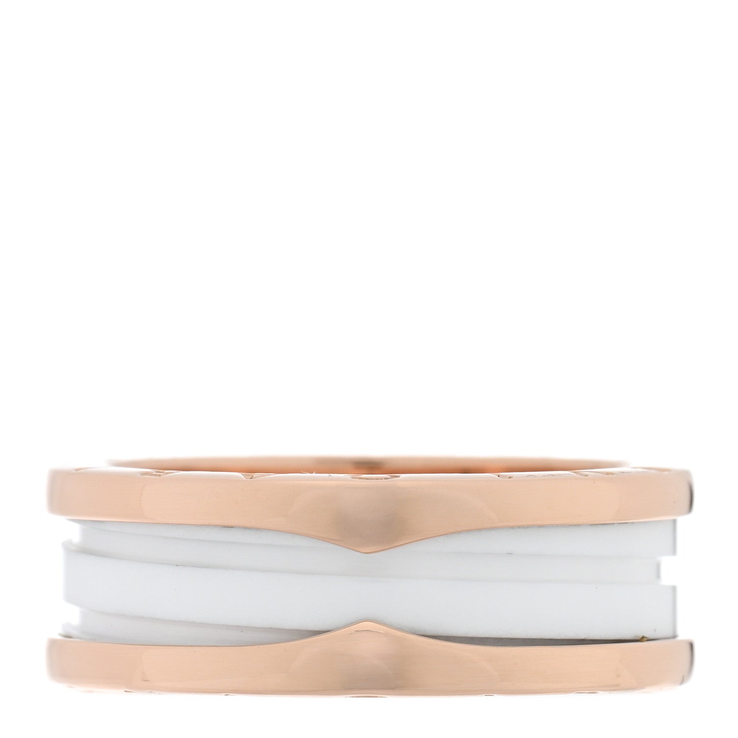 Bulgari 18K Rose Gold White Ceramic B.Zero1 Two-Band Ring 62 10 1 of 4