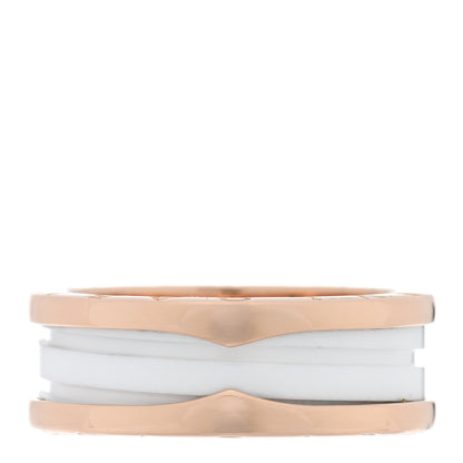 Bulgari 18K Rose Gold White Ceramic B.Zero1 Two-Band Ring 62 10 1 of 4