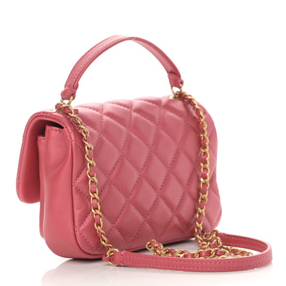 Chanel Calfskin Quilted Top Handle Flap Dark Pink 3 of 12