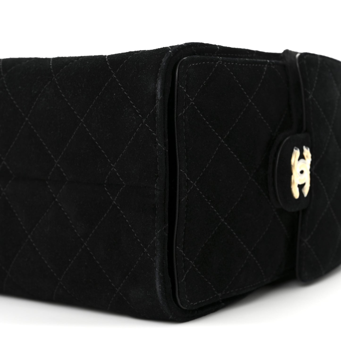 Suede Quilted Small Chanel 25 Handbag Black