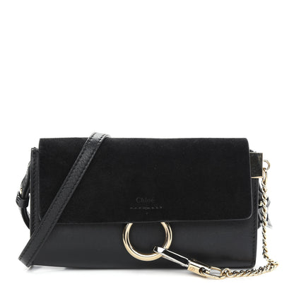 Chloe Suede Calfskin Mini Faye Shoulder Bag Black 1 of 9