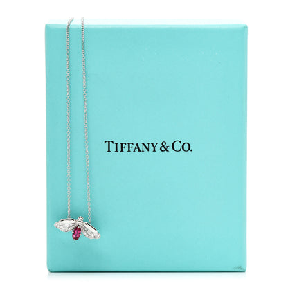 Tiffany Platinum Diamond Pink Tourmaline Paper Flowers Firefly Pendant Necklace 6 of 6