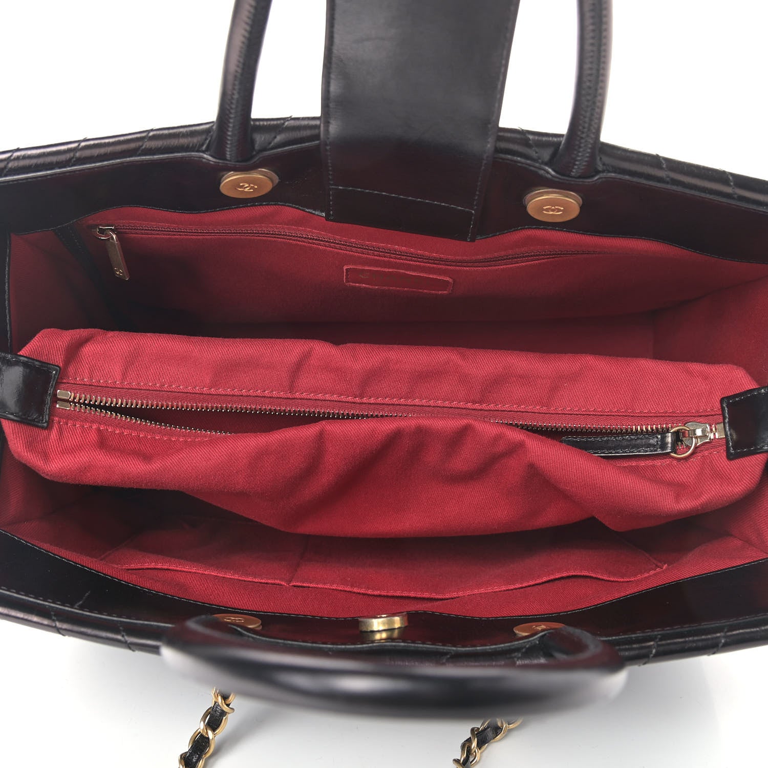 Chanel Aged Calfskin Chevron Large Coco Handle Shopping Tote Black 6 of 14
