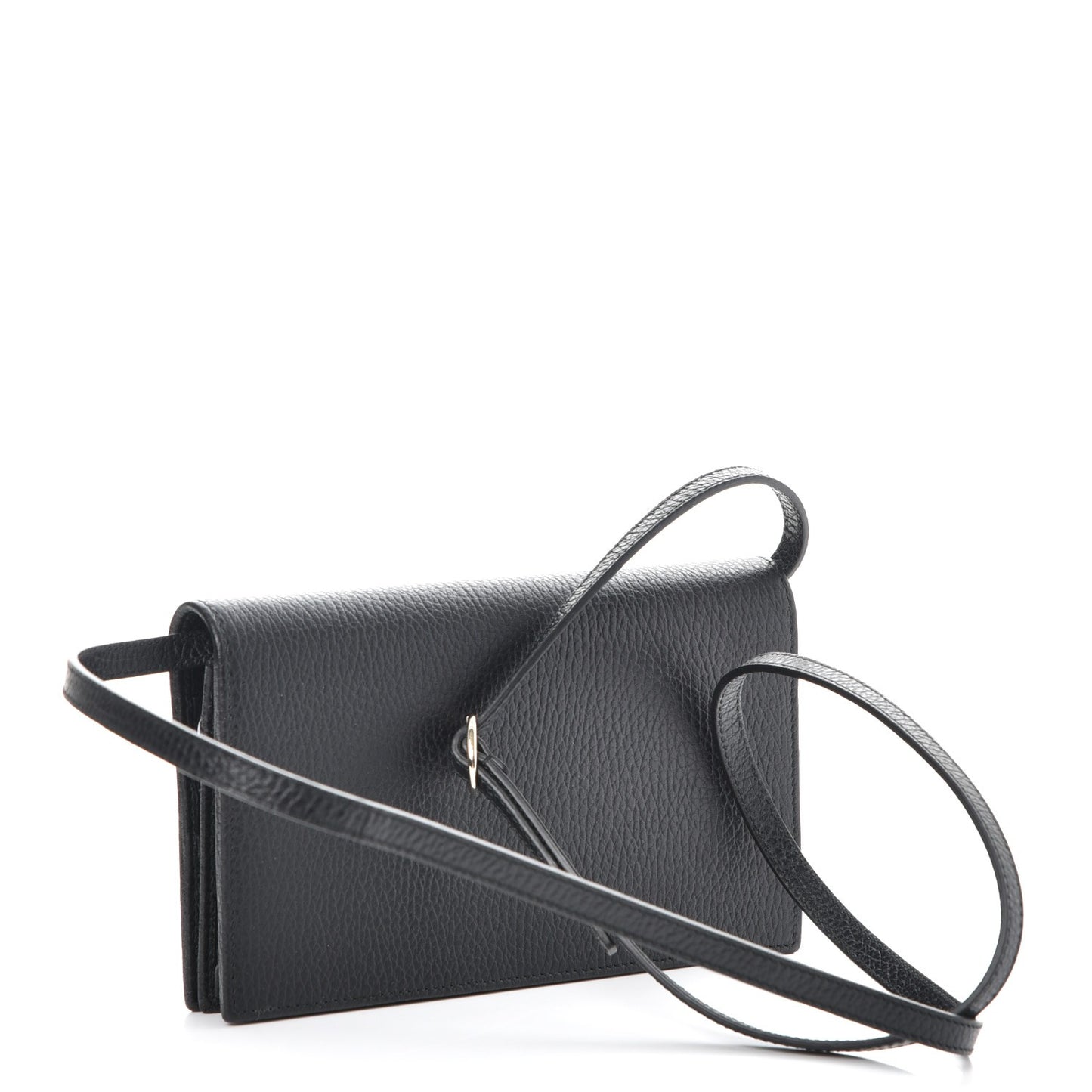 Dollar Calfskin Mini Swing Wallet Bag Black