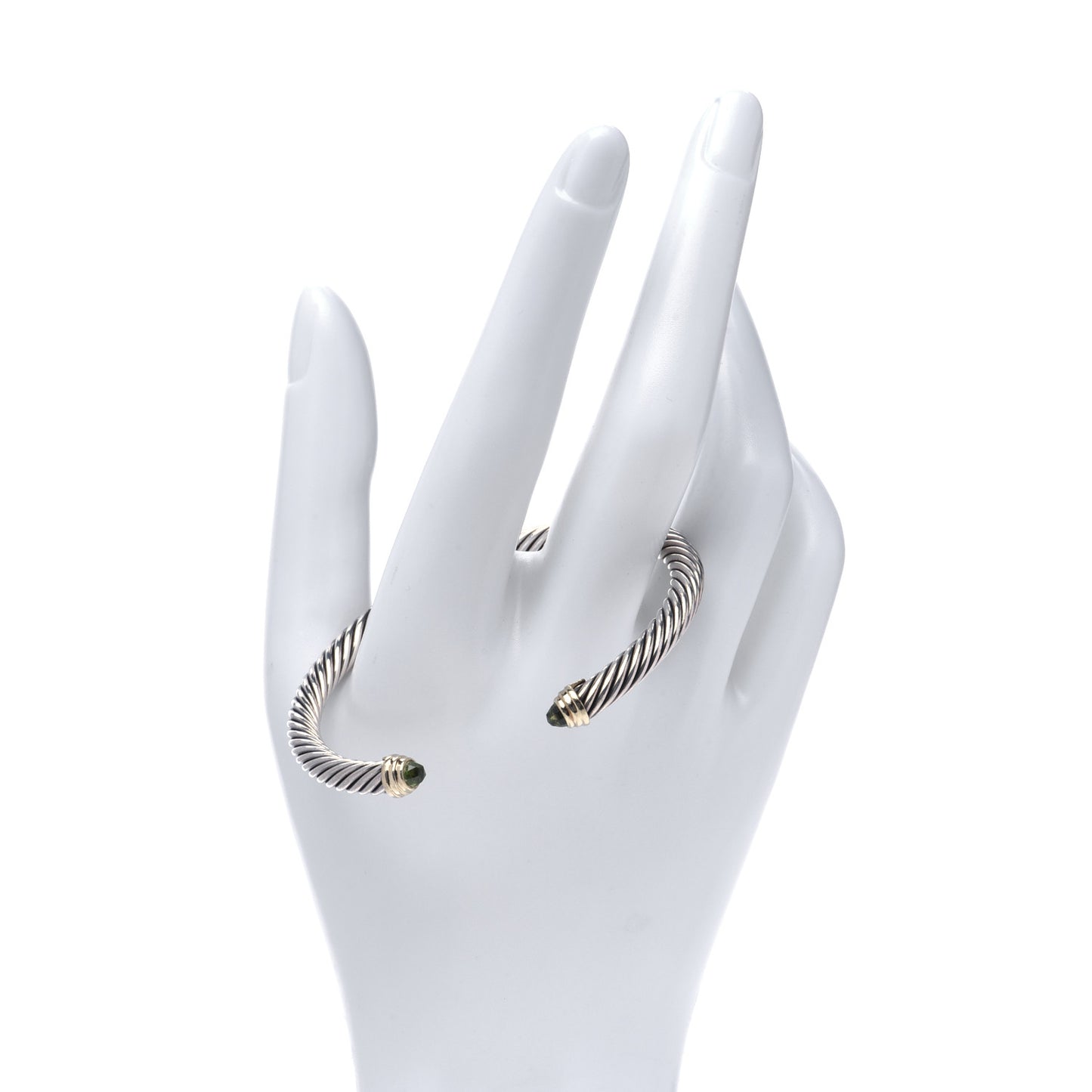 Sterling Silver 14K Yellow Gold Peridot 5mm Cable Classics Petite Color Bracelet