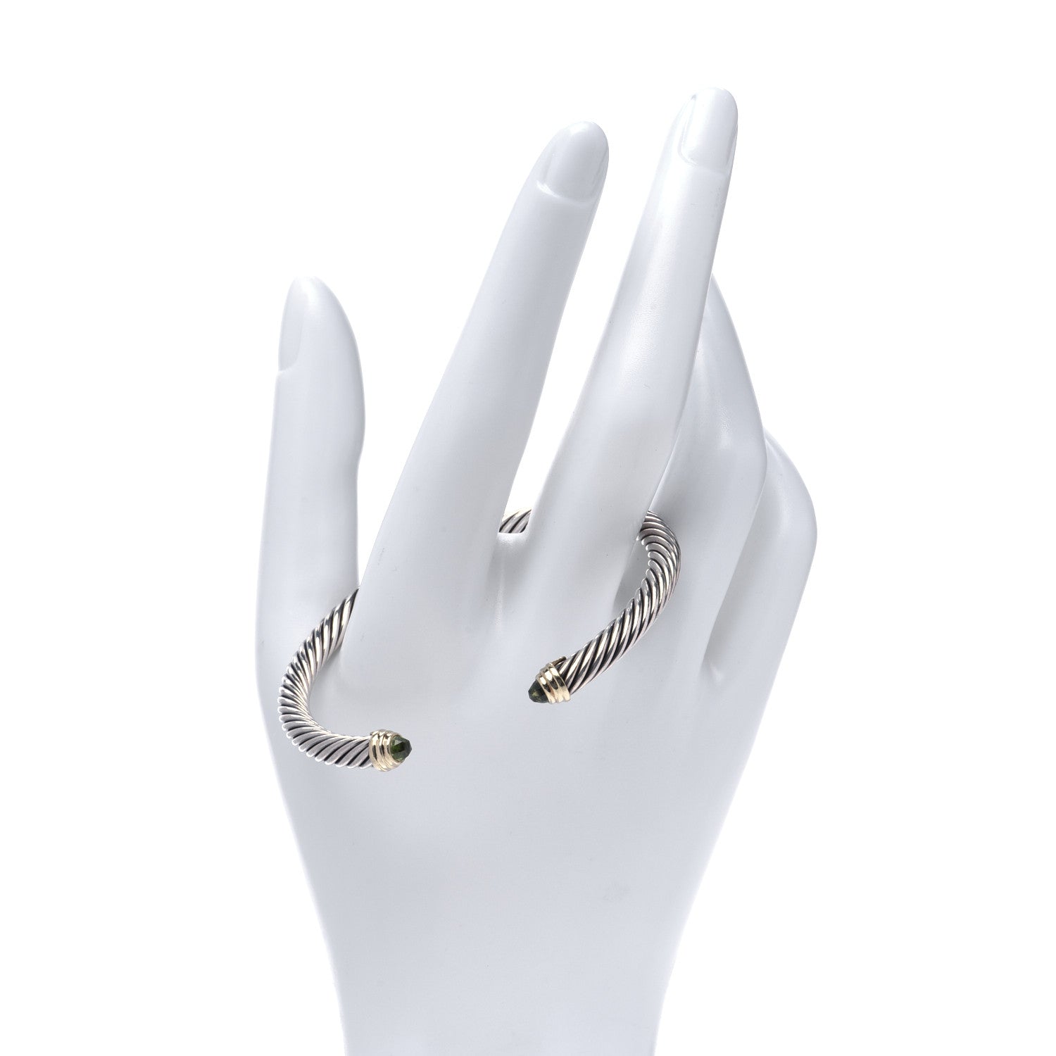 David Yurman Sterling Silver 14K Yellow Gold Peridot 5mm Cable Classics Petite Color Bracelet 2 of 4