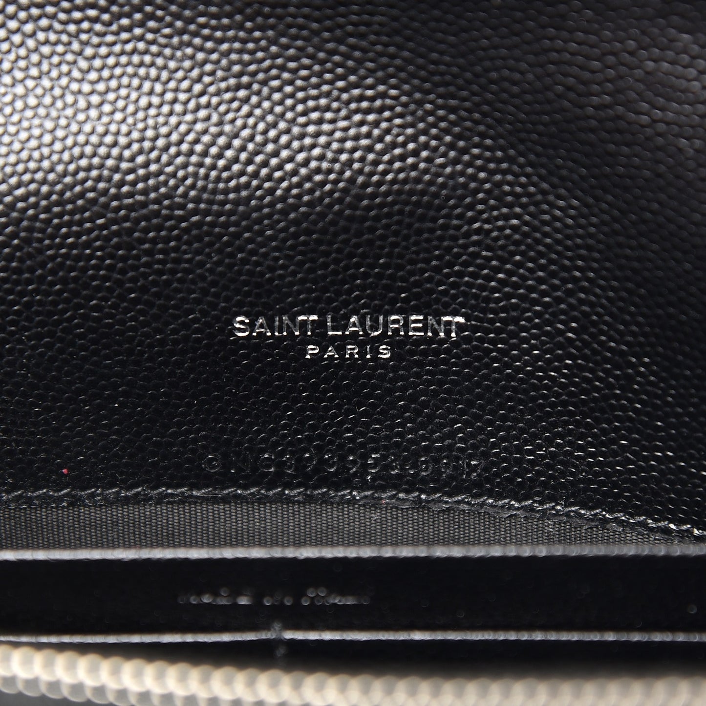 Grain De Poudre Matelasse Chevron Monogram Envelope Chain Wallet Black