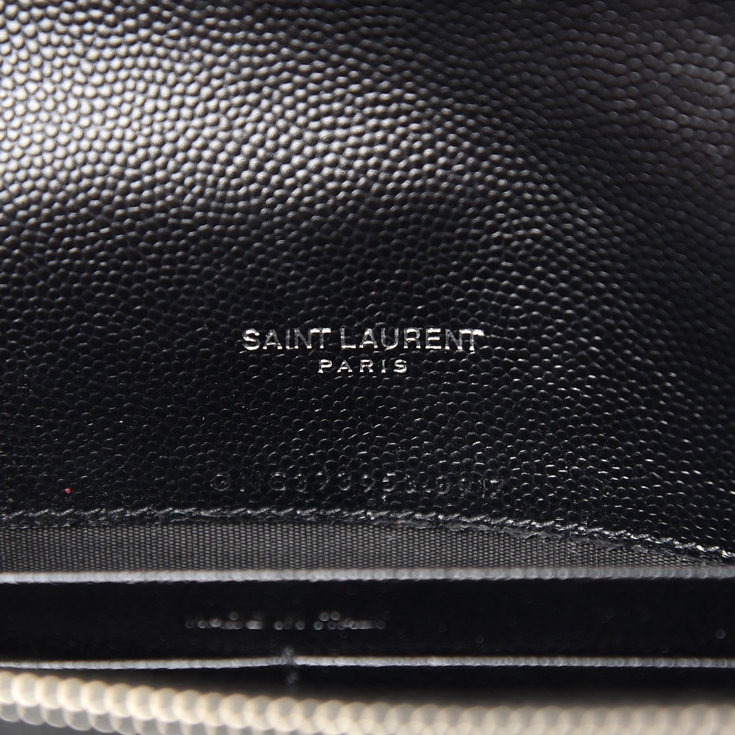 Saint Laurent Grain De Poudre Matelasse Chevron Monogram Envelope Chain Wallet Black 6 of 7
