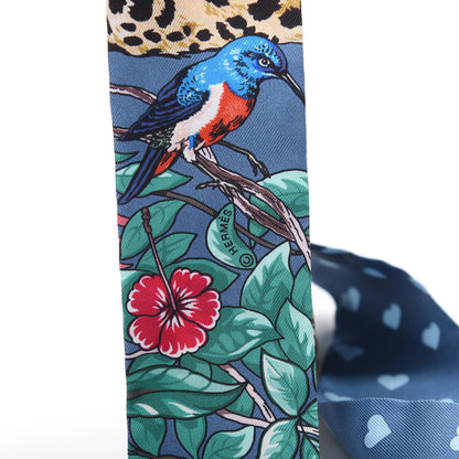 Hermes Silk Jungle Love Twilly Gris Bleuete Vert 3 of 3