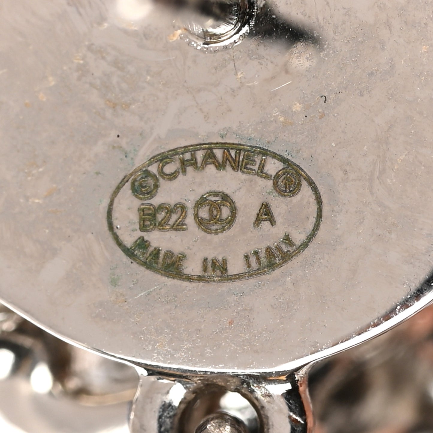 Chain Link CC Drop Earrings Silver