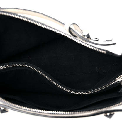 Fendi Vitello Dolce Croc Tail Medium By The Way Boston Bag White Black 5 of 26