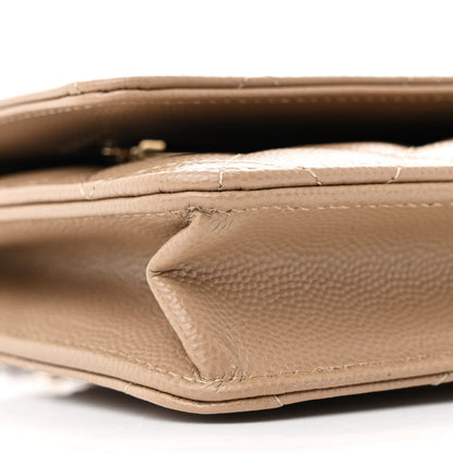 Chanel Caviar Quilted Wallet on Chain WOC Dark Beige 10 of 12