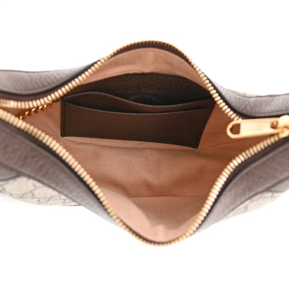 Gucci GG Supreme Monogram Textured Calfskin Web Mini Ophidia Half Moon Hobo Beige Ebony New Acero 5 of 9