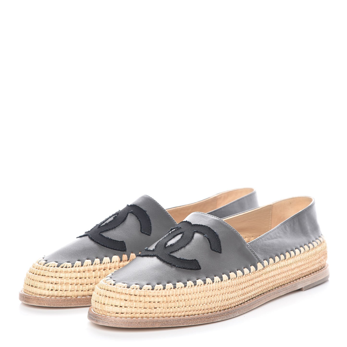 Lambskin Grosgrain CC Espadrilles 39 Grey Black