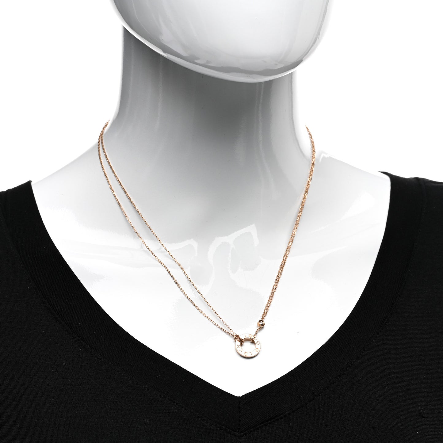 18K Pink Gold 2 Diamond LOVE Necklace
