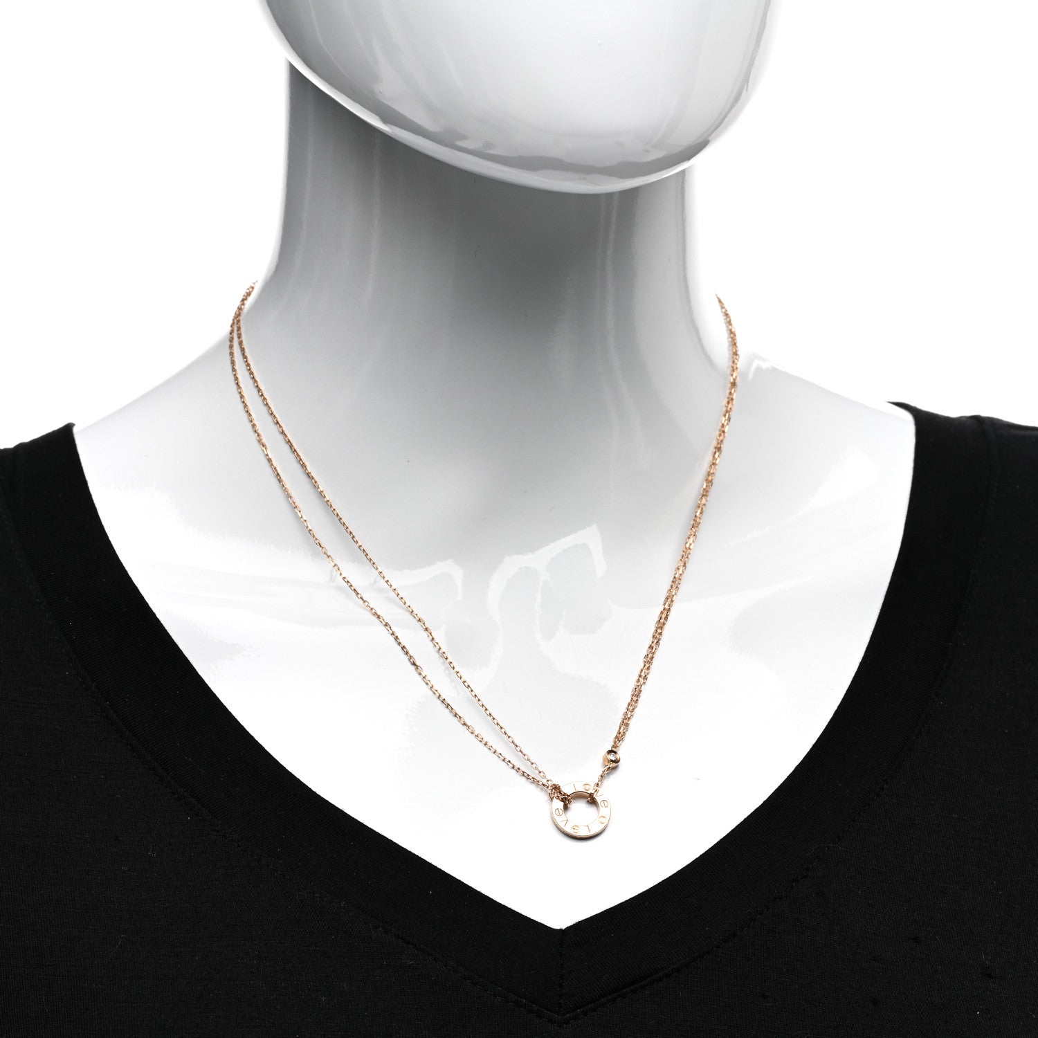 Cartier 18K Pink Gold 2 Diamond LOVE Necklace 2 of 5