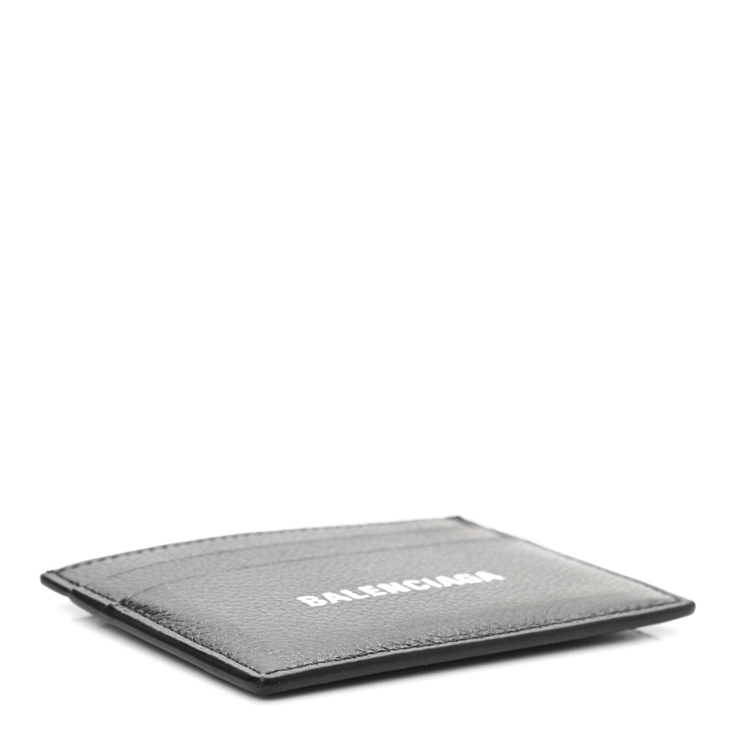 Grained Calfskin Logo Cash Card Holder Black White