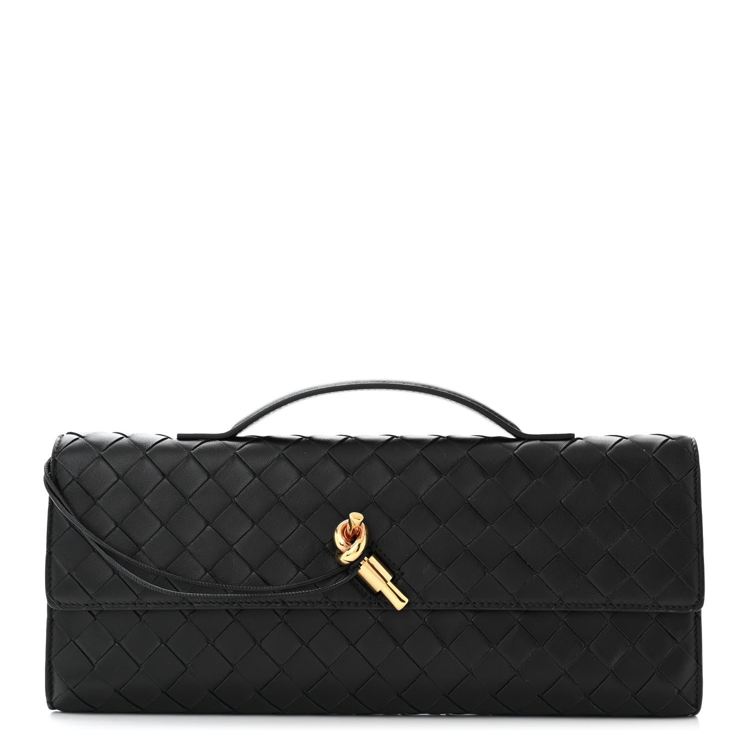 Bottega Veneta Nappa Intrecciato Long Andiamo Top Handle Clutch Black 1 of 9