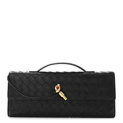 Bottega Veneta Nappa Intrecciato Long Andiamo Top Handle Clutch Black 1 of 9