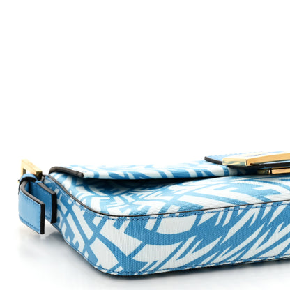 Fendi X SARAH COLEMAN Glazed Canvas Vitello King FF Vertigo Baguette 1997 Cyber Blue White 10 of 11