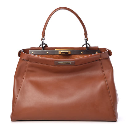 Fendi Vitello Suede Medium Peekaboo Iconic Satchel Cuoio Rame Moro 1 of 17