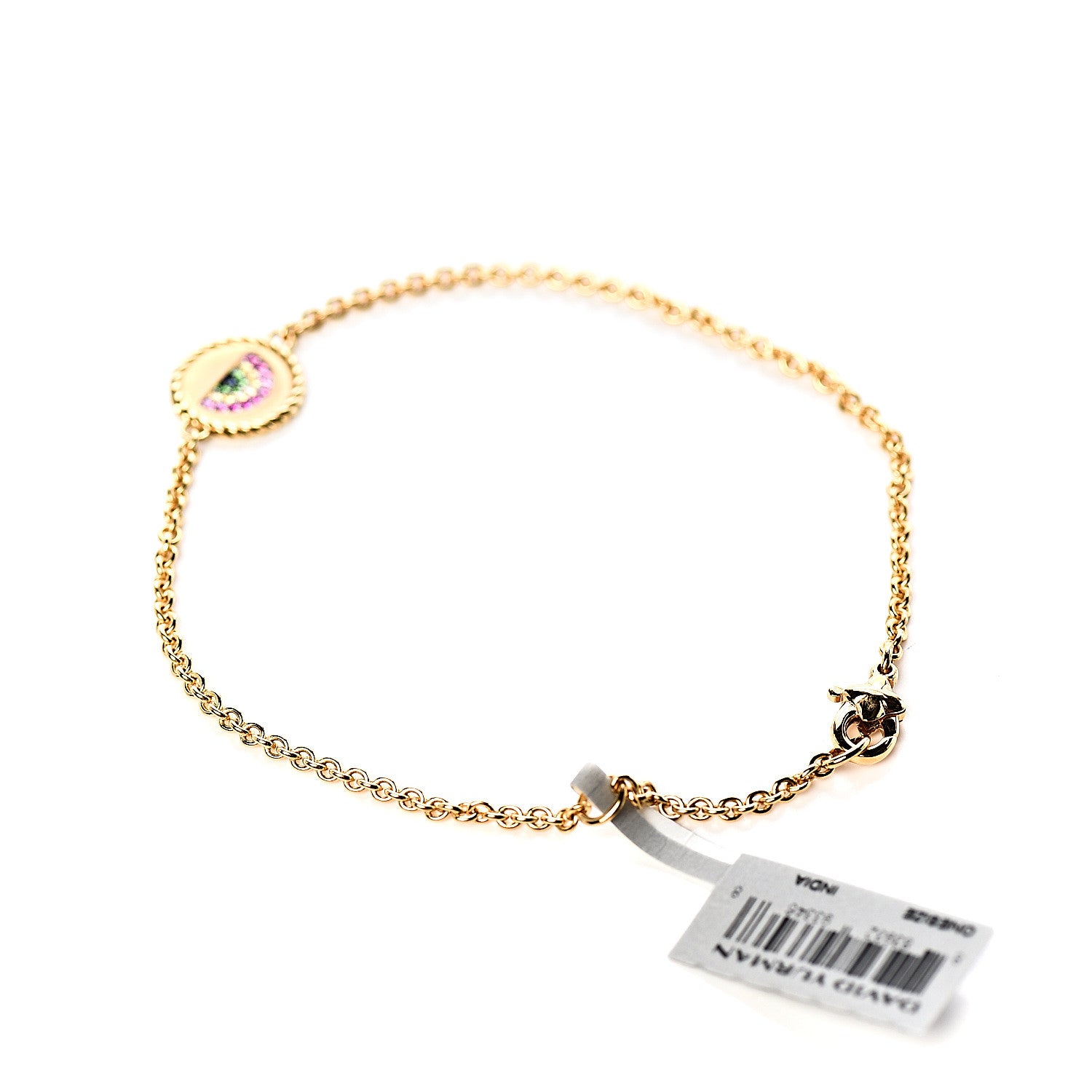 David Yurman 18K Yellow Gold Pink Yellow Sapphire Tsavorite Collectibles Rainbow Bracelet 3 of 5