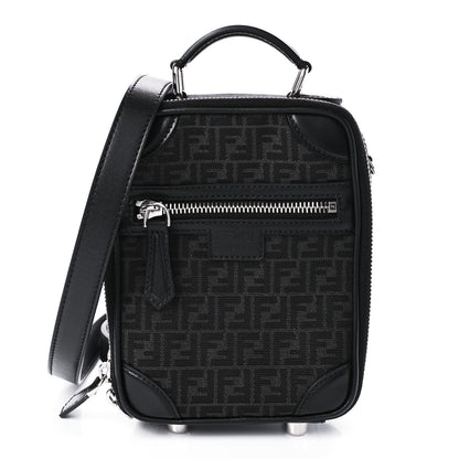 Fendi Recycled Fabric Jacquard Vitello Astro Micro FF Mini Trolley Bag Asfalto Black 1 of 11