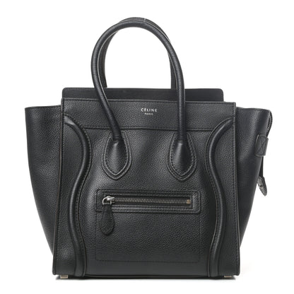 Celine Drummed Calfskin Micro Luggage Black 1 of 8