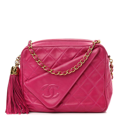 Chanel Lambskin Quilted Flap Tassel Camera Case Fuchsia 1 of 12