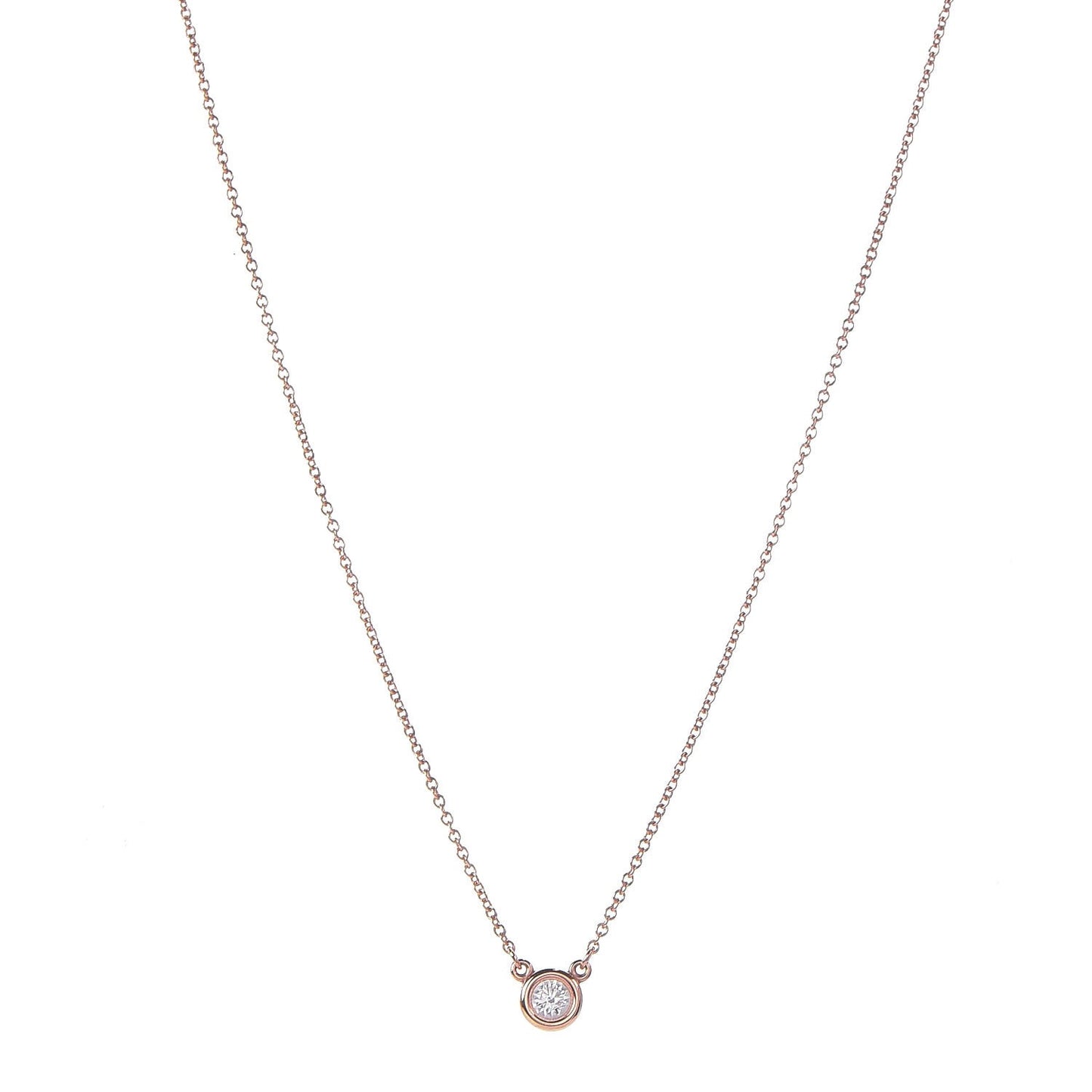 18K Rose Gold Diamond .17ct Elsa Peretti Diamonds by the Yard Pendant Necklace