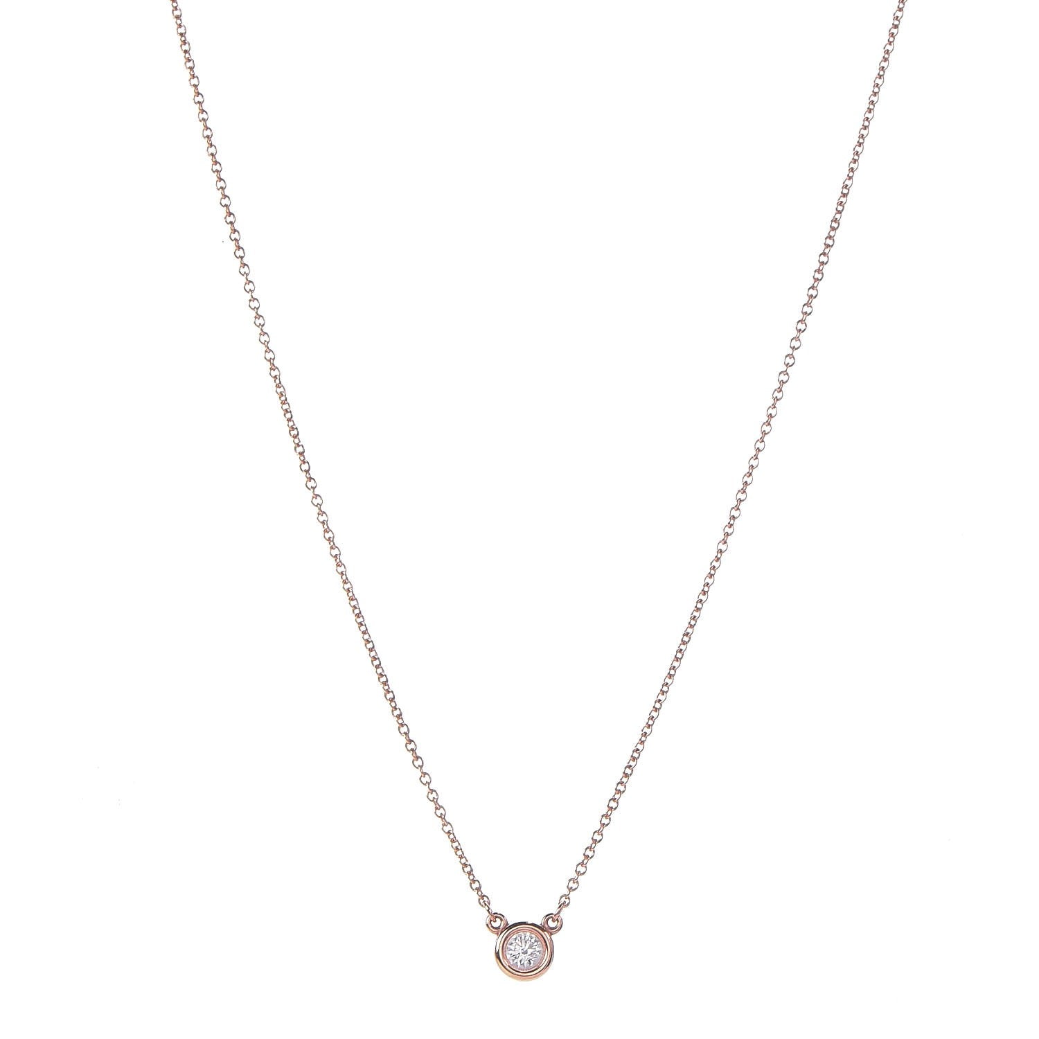 Tiffany 18K Rose Gold Diamond .17ct Elsa Peretti Diamonds by the Yard Pendant Necklace 1 of 9