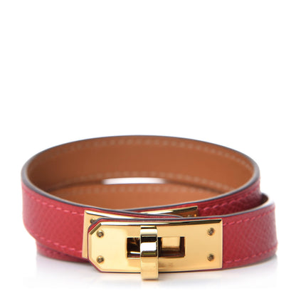 Hermes Epsom Kelly Double Tour Bracelet M Rouge Casaque 1 of 7
