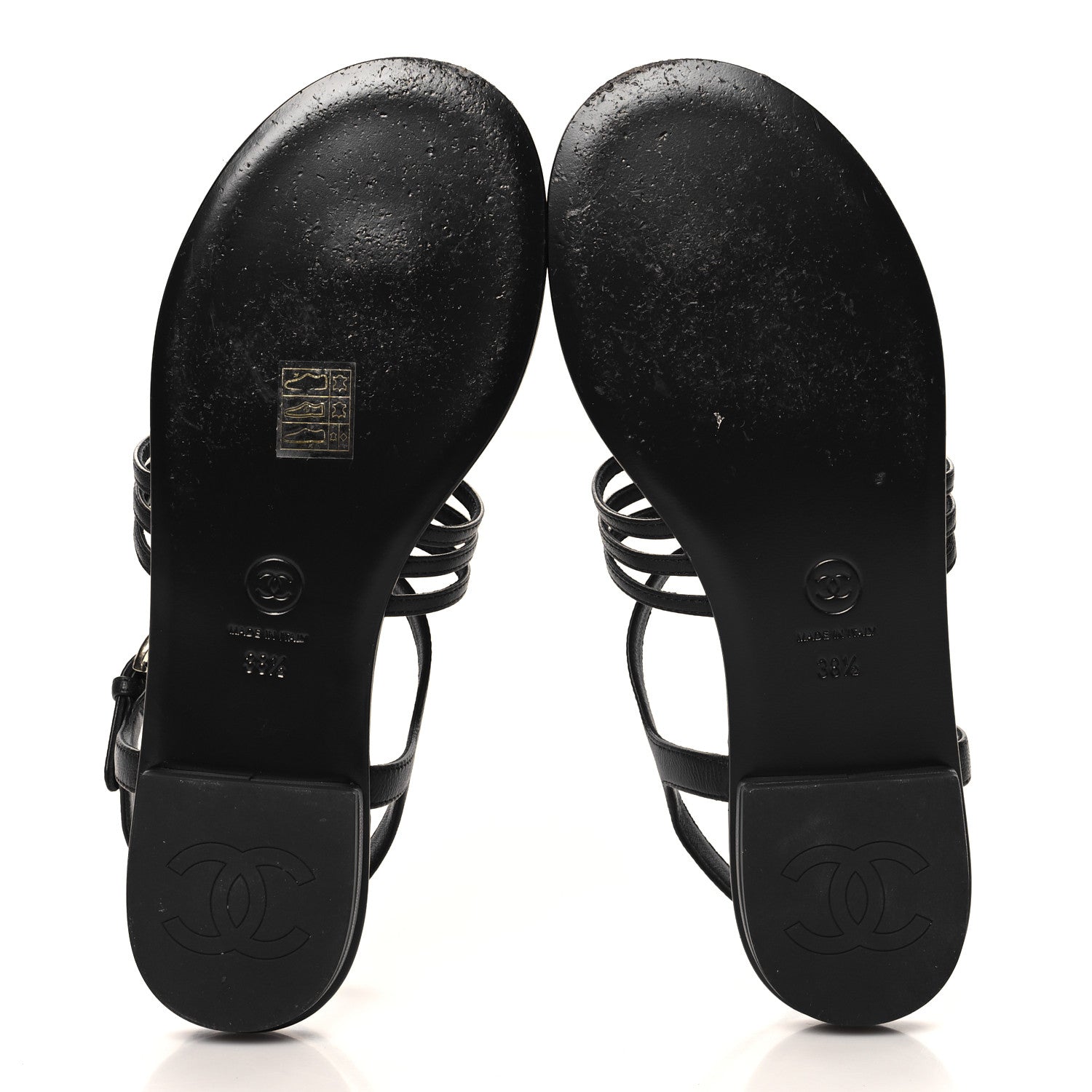 Chanel Lambskin Pearl Crystal CC Thong Sandals 38.5 Black 6 of 9