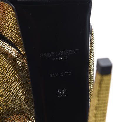 Saint Laurent Metallic Grained Calfskin Janis 105 D'Orsay Pumps 36 Black Gold 6 of 7