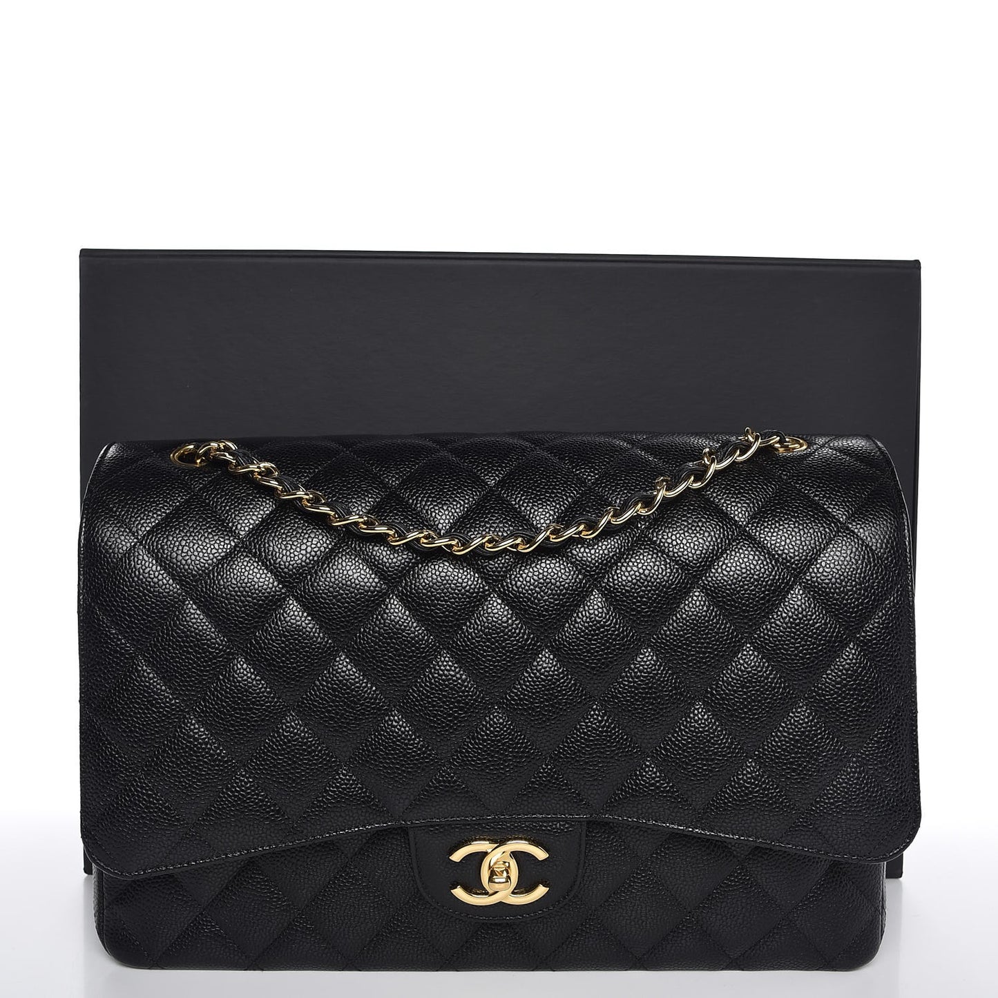 Caviar Quilted Maxi Double Flap Black